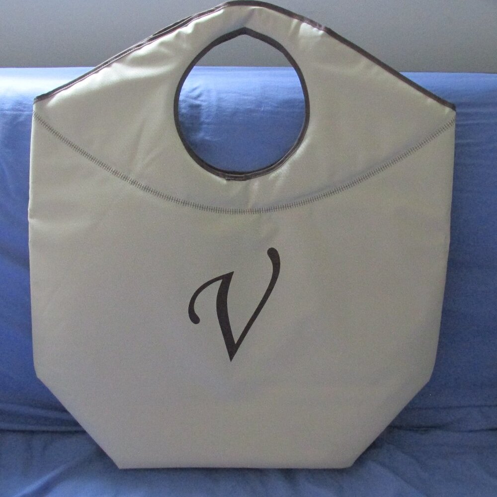Oversized Canvas Insulated Tote - “V"